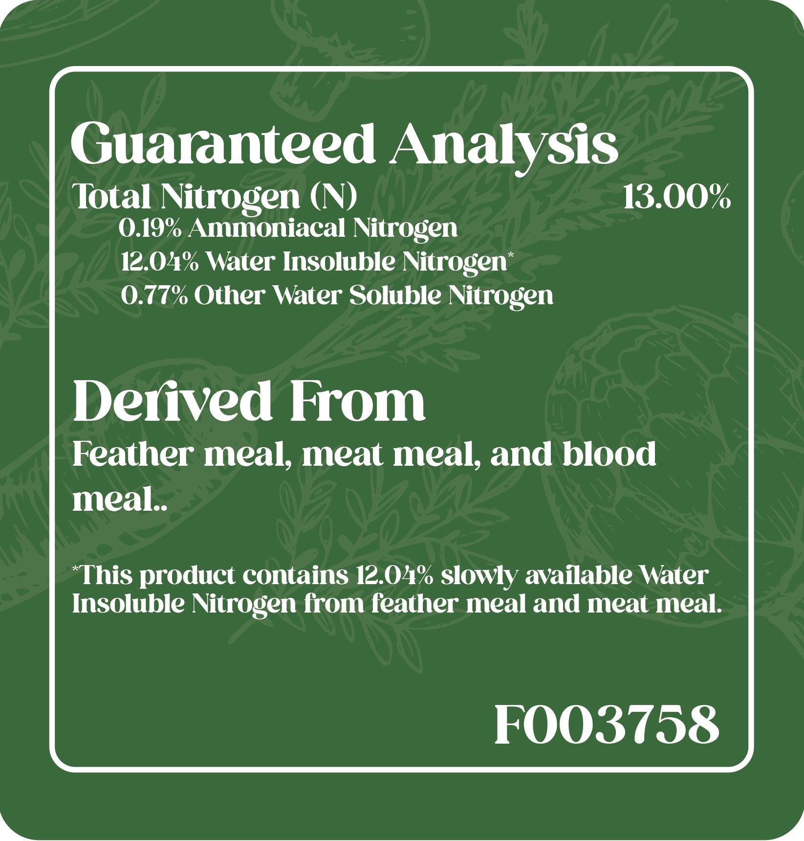 13-0-0 Organic Steady Release Nitrogen Fertilizer
